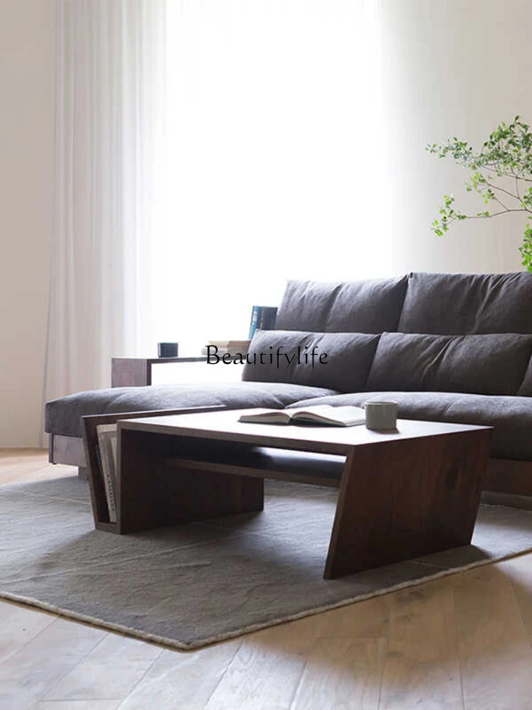 Nordic Japanese-style all-solid wood logs North American black walnut coffee table irregular special-shaped