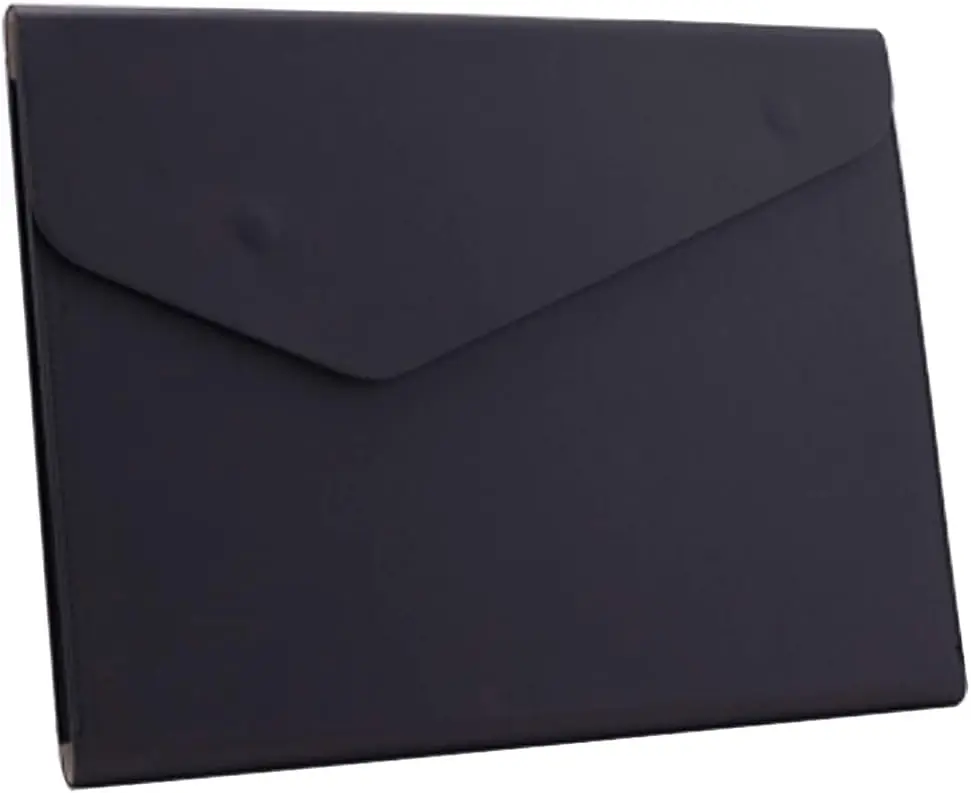 

Waterproof PU Leather A4 Document Folder with Magnetic Closure, Black Portfolio Case for Office & Travel