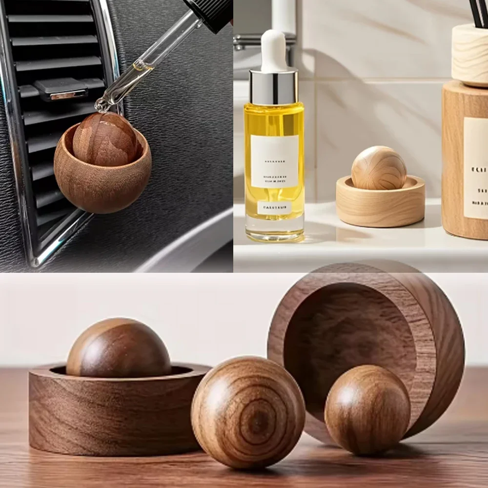 Solid Wood Spherical Essential Oil for Fragrance Enhancement Home Bedroom Aromatherapy Eliminate Room Odor with Home decoration
