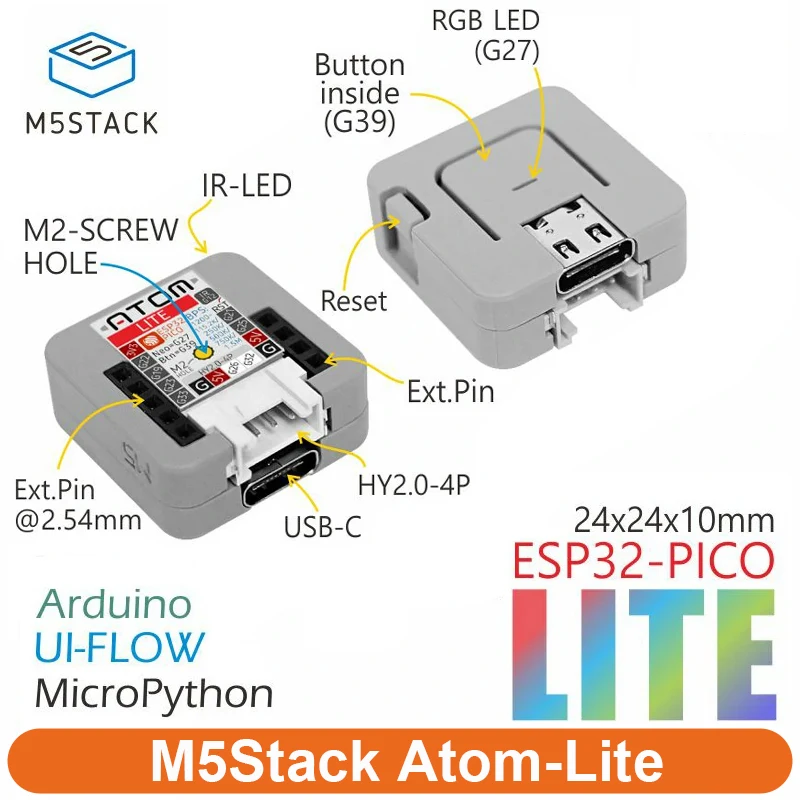 لوحة تطوير الأجهزة الذكية المدمجة M5Stack ATOM Lite ESP32 الأصلية مع مجموعة قابلة للبرمجة Wi-Fi #1