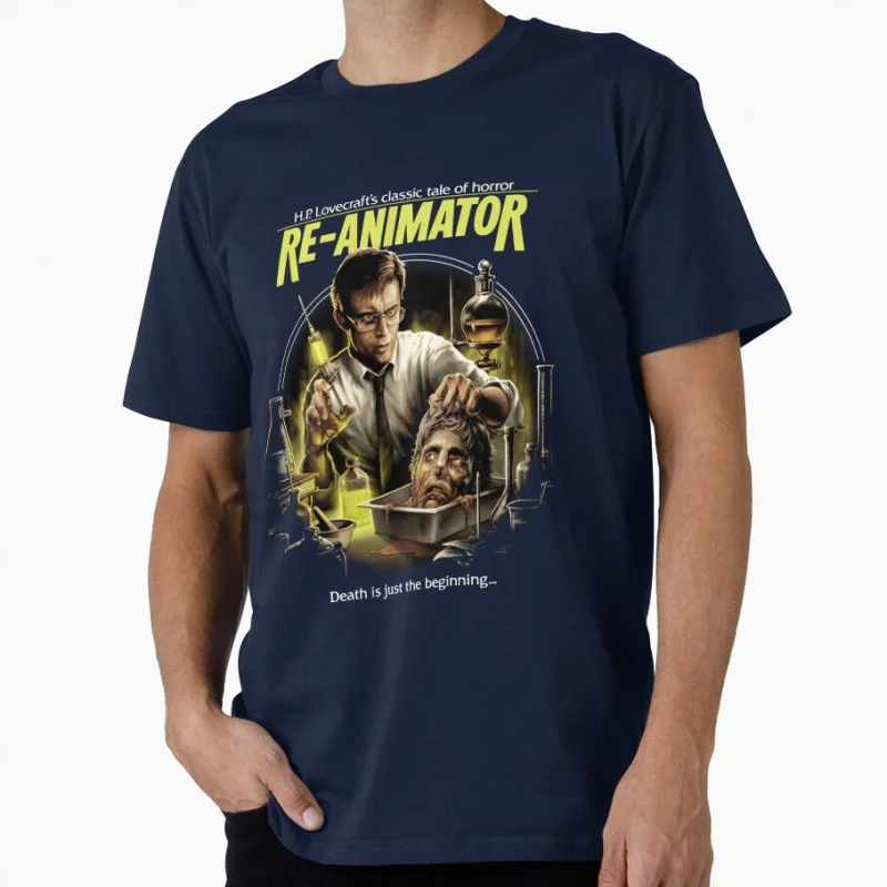 Re Animator 1985 Retro zombie horror movie Scary Halloween Gift T shirt for men Large size Tops printed clothes