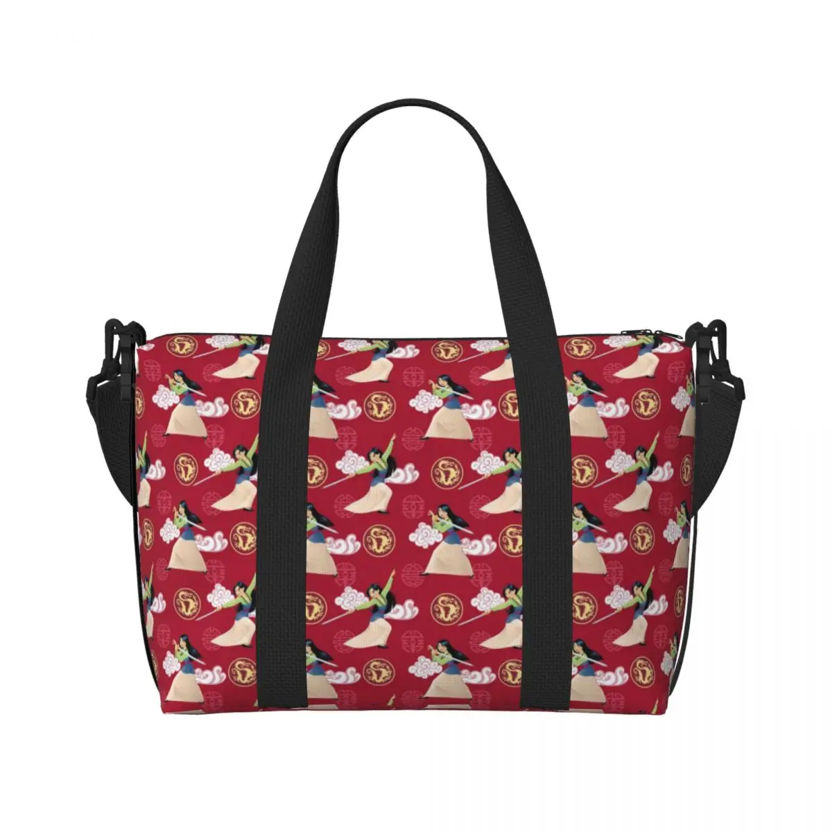 

Пляжная сумка-тоут с мультяшным принтом M-Mulan, женская, с большим отделением, для спортзала, пляжа и путешествий