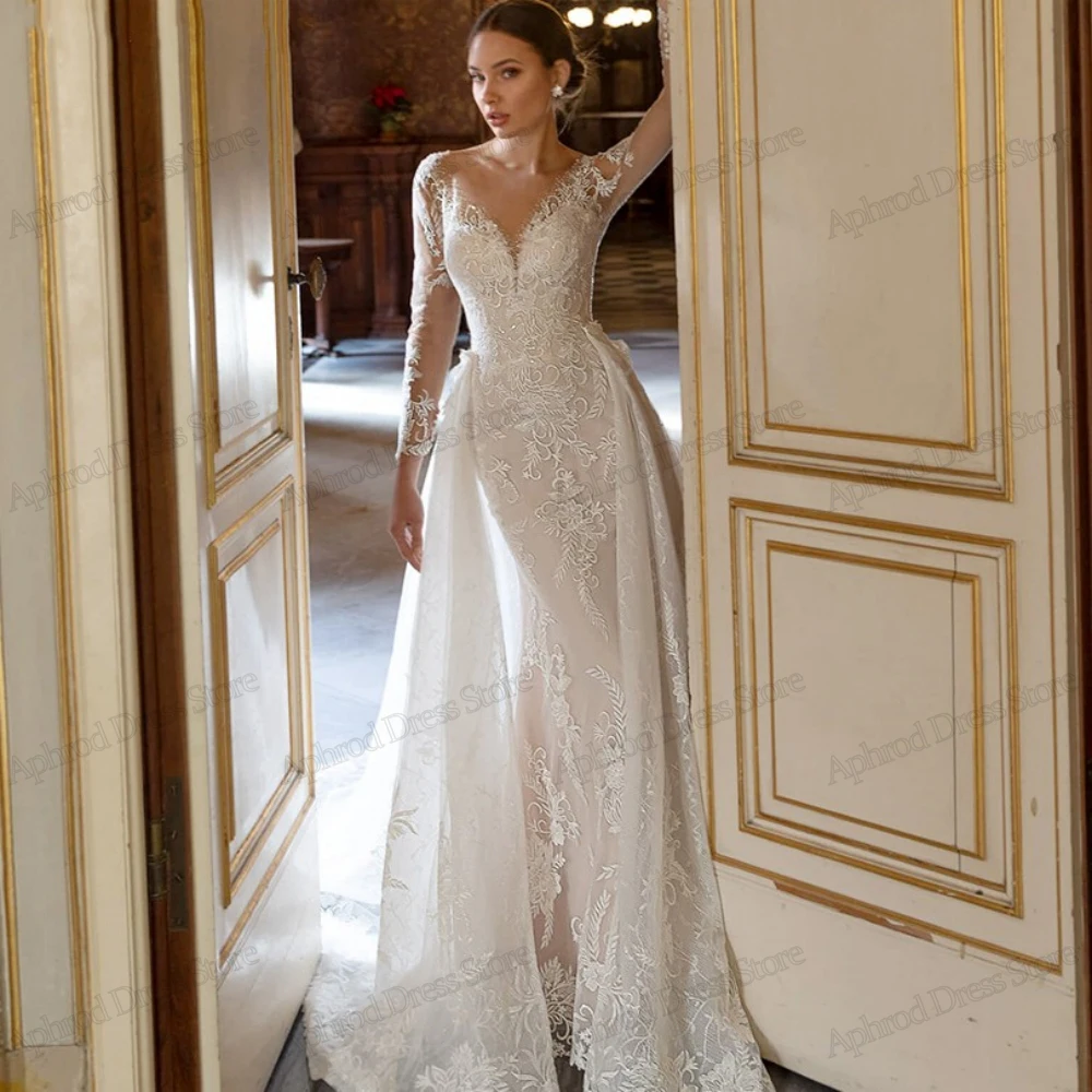 Gorgeous Wedding Dresses Pretty Bridal Gowns Lace Appliques Detachable Train Mermaid 2025 Luxury Vestidos De Novia Customized