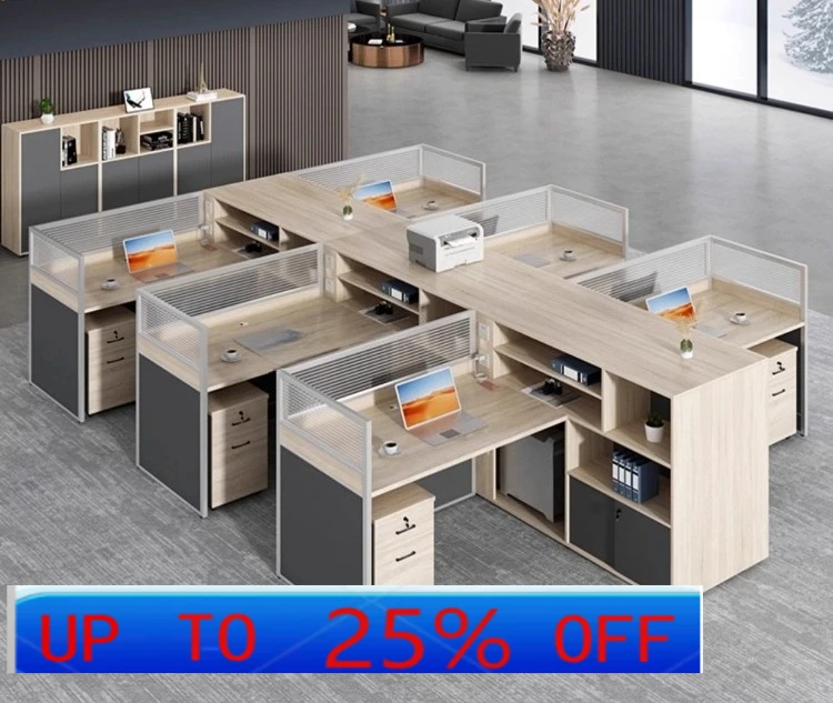 Lmm simple staff station finance desk screen card seat station table and chair