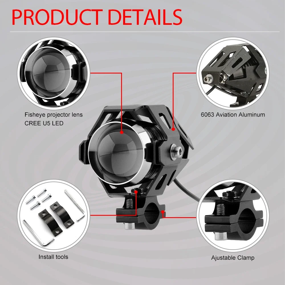 Auxiliary Spotlights Motorbike Spot High/Low 80w Bicycle Angel Eye Fog light headlight4x4 ATV Bike SUV UTV - Image 4