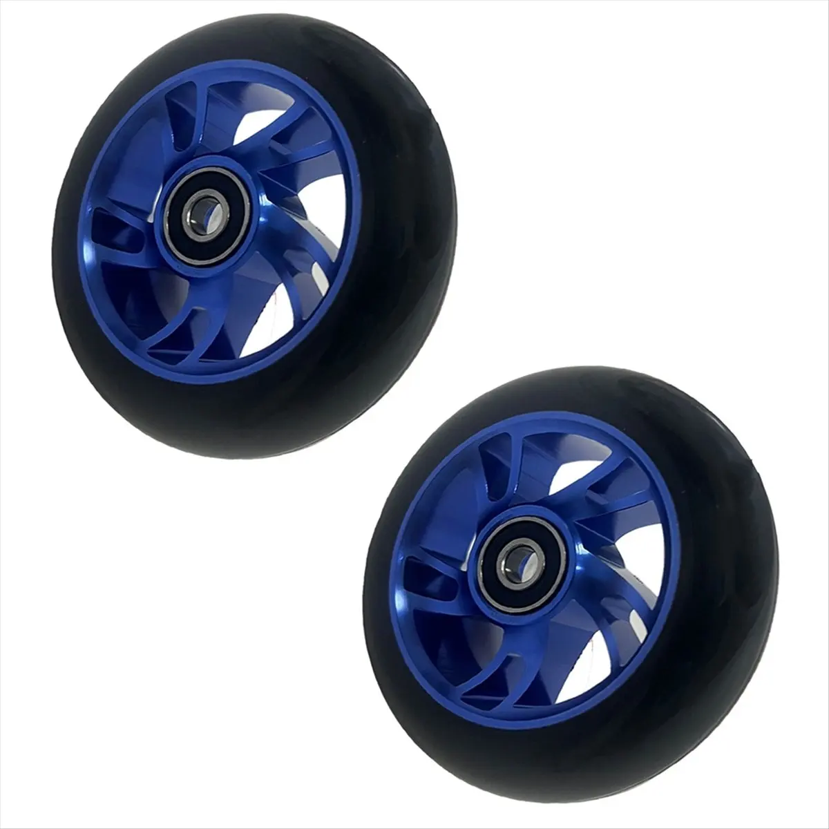 ABME New 100mm Aluminum Hub Stunt Scooter Wheels Set with High Elasticity Polyurethane Tire 2pcs for Enhanced Performance