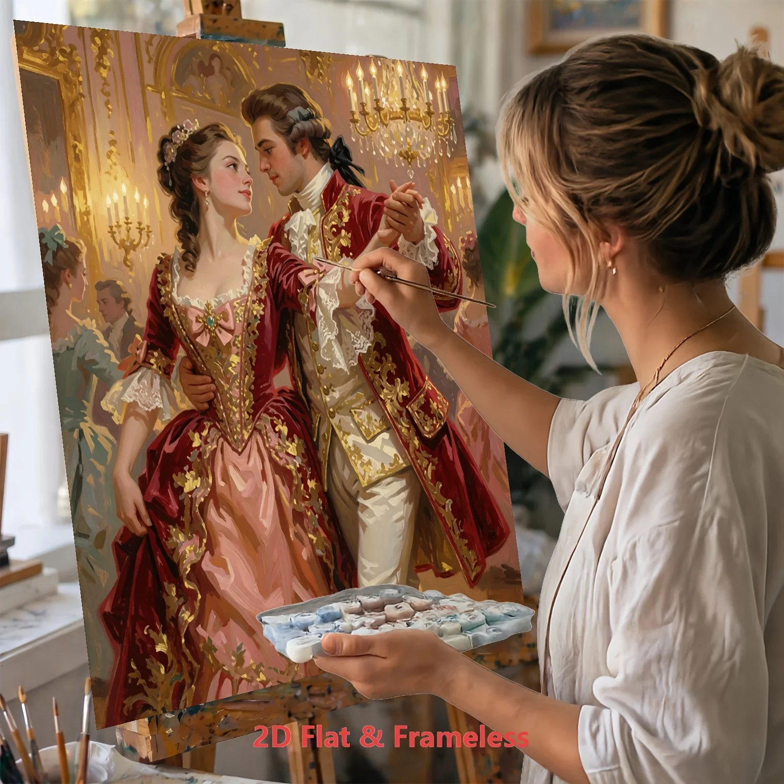 Kit de pintura con números para adultos, sin marco, 1 juego, ideal para uso artístico profesional, conjunto básico para principiantes, pintura romántica de baile de salón.