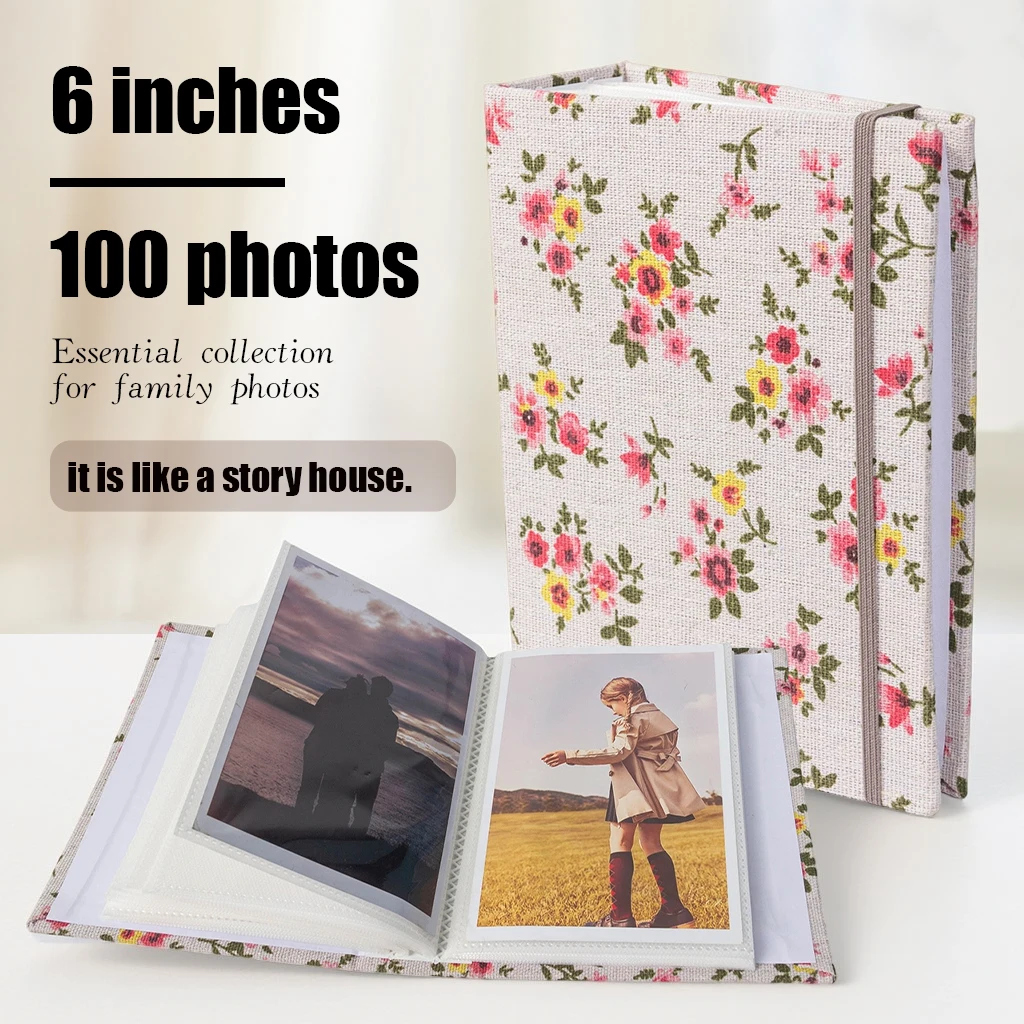 Das exquisite Fotoalbum mit Blumenmuster bietet Platz für 100 6-Zoll-Fotos für Reisesouvenirs und Familienspeicher