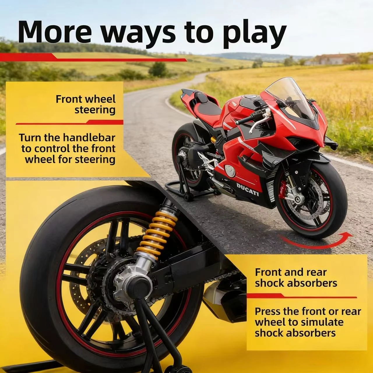 

Diecast Spray 1:6 Ducati V4 Motorcycle Alloy Model Collection Miniature Voiture Ornament Boyfriend Gift Home Decor Toy Vehicle