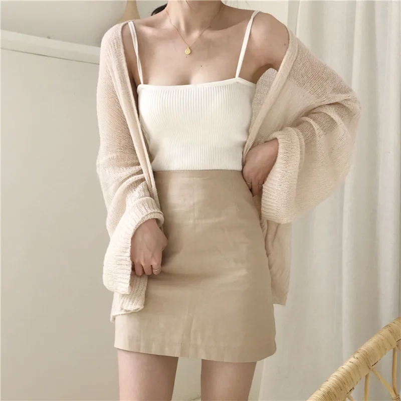 

Summer New Knitted Cardigan Women's Oversized Summer Cardigan Women's Loose Hollow Coat Sunscreen Pink Cardigan Korean Top