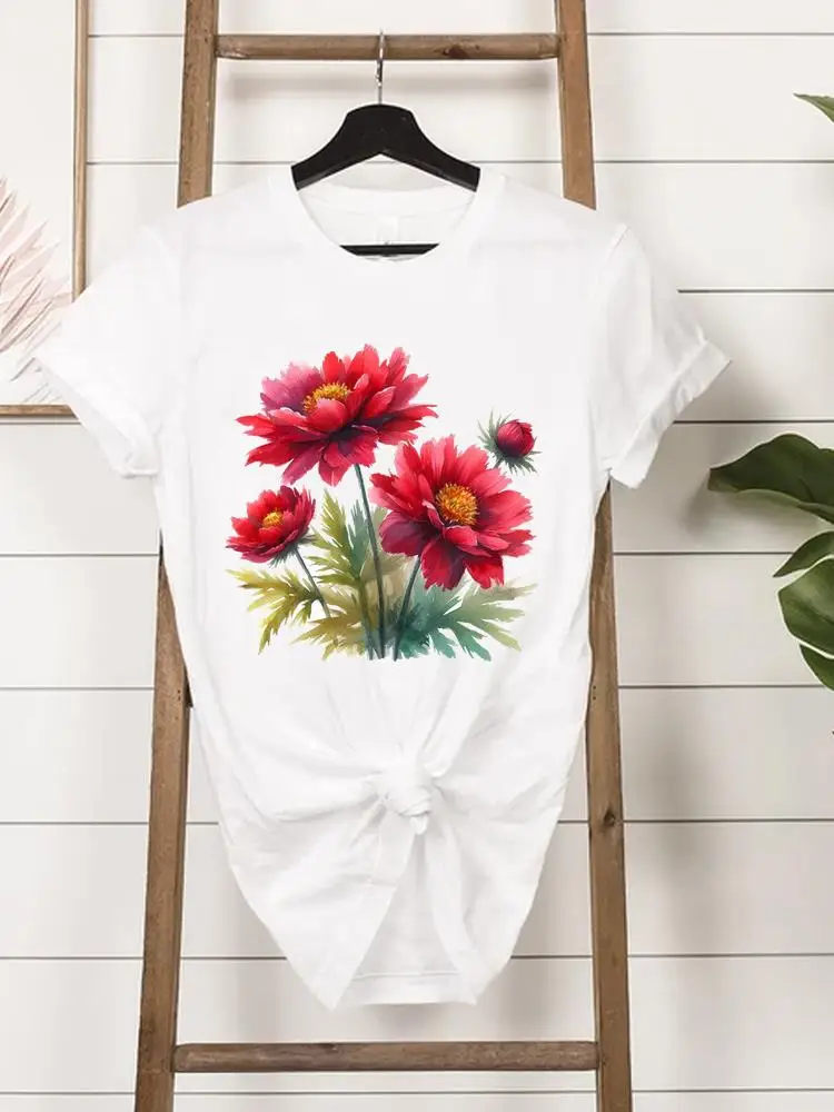 Watercolor Trend Cute Women T Clothes Casual Ladies Printed Fashion Female Clothing Top Tee Short Sleeve O-neck Printing T-shirt image 4