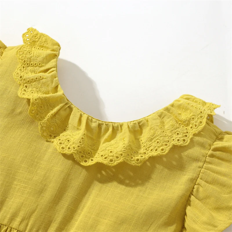 Spring meter 2-8 Jahre Neuankömmling Mädchen Kleider Blumen applikation heiß verkaufen Sommer Kinder Kleidung Kurzarm Baby Kleider – Detail 15