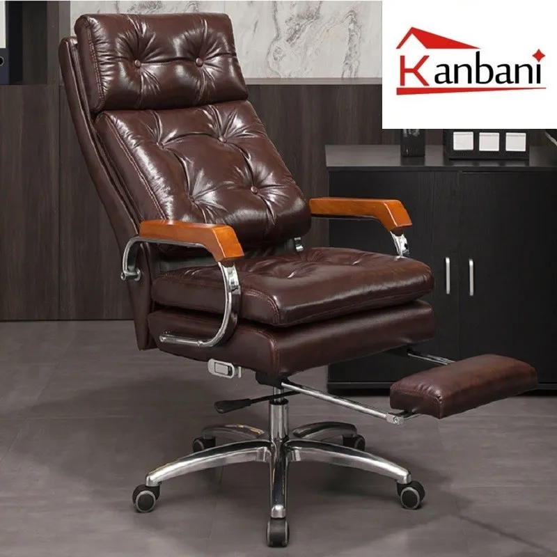 

Kanbani Business Reclining Office Leather Chair Comfortable Sedentary Study Chair Modern Minimalist Chair Free Shipping