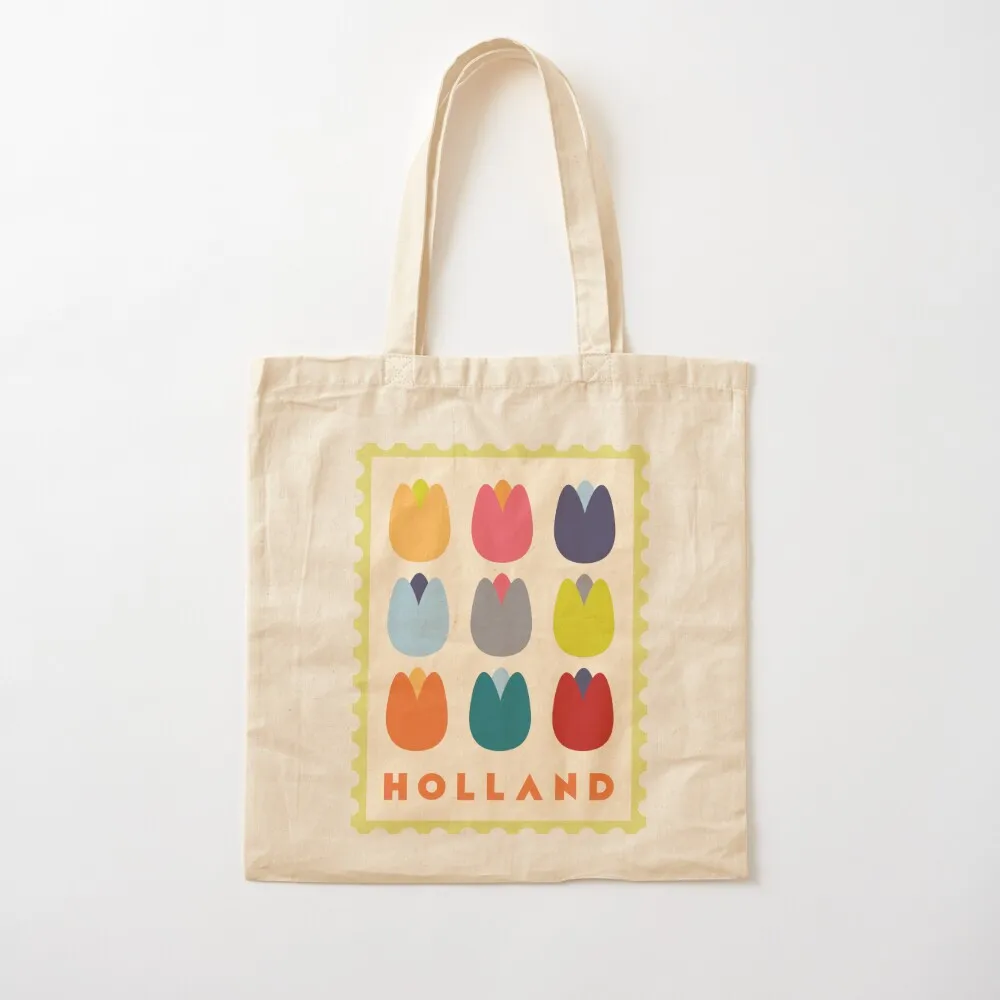 ختم توليب هولندي - حقيبة حمل ربيعية متعددة الألوان حقيبة تسوق للنساء وحقائب تسوق وحقيبة عربة التسوق