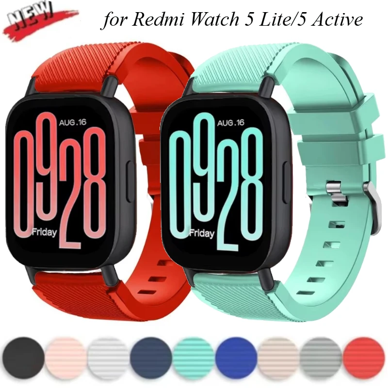 Pulseira de silicone macio para redmi watch 5 acessórios respiráveis ativos para redmi watch 5 lite/5 pulseira de substituição de cinto ativo