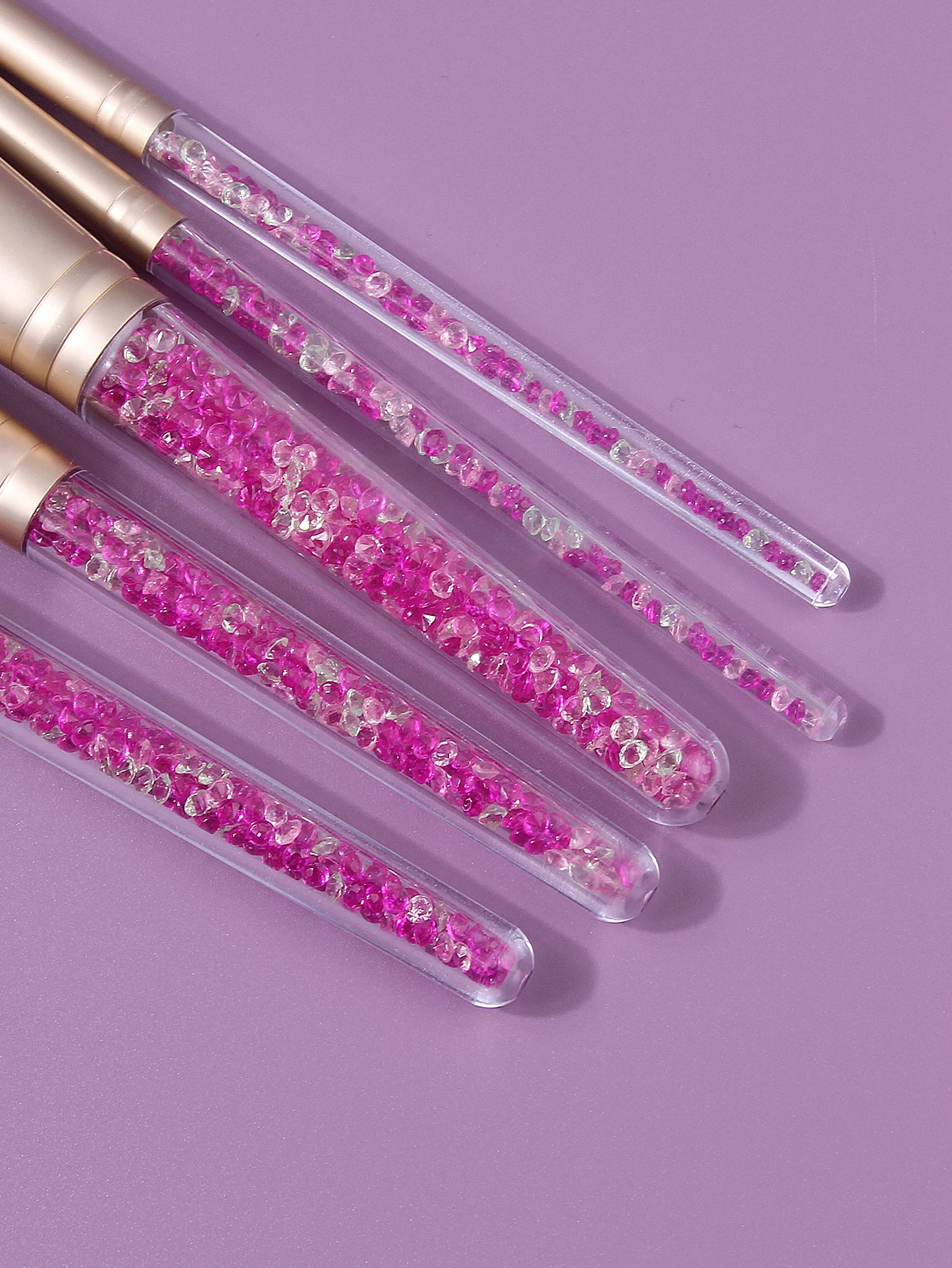 9PCS Purple Pink Glitter Makeup Brush Set w/ Sponges & Puffs - Soft Bristle Full Tools for Face Eyeshadow Blush