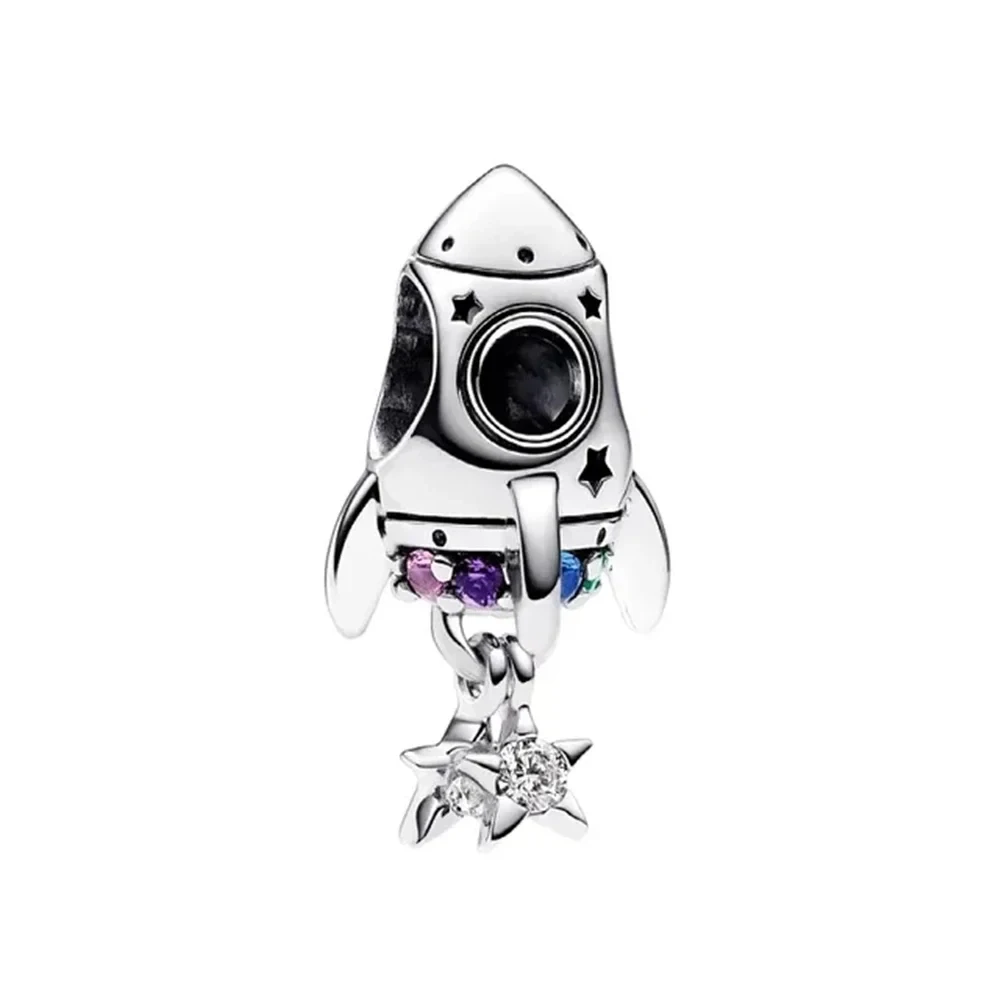 Silver Colour Rocket Pendant Fit Pandora Charms Silver Colour Original Bracelet for Jewelry Making