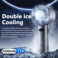 5200mah Electric Ice Compress Handheld Fan High Speed Cooling USB Rechargeable Mini LED Digital Display Travel Outdoor Desk Fans
