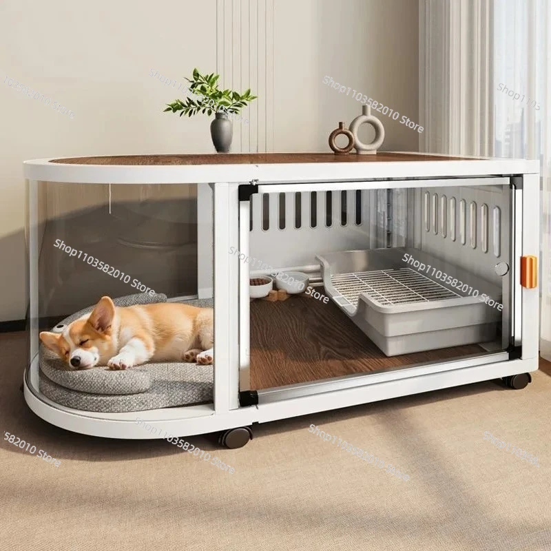Medium-Sized & Small Dog Luxury Villa Cage, One Room One Living Room One Bathroom Kennel Pet Dog House