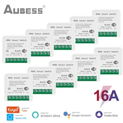 Aubess 16A Tuya Smart WiFi Switch 2-way Control Switch Mini Smart Breaker Smart Life Control Support Alexa Google Home