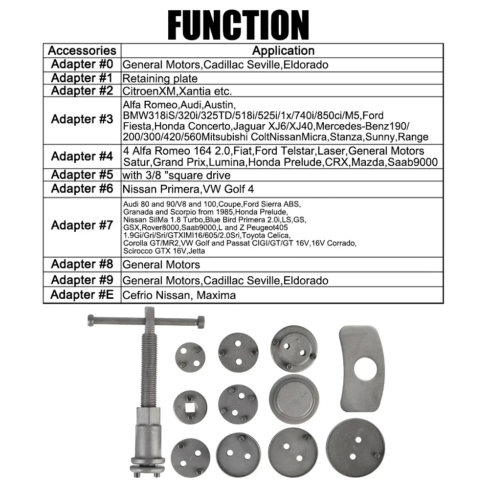 Car Tool Disc Brake Caliper 1 Set Durable And Reliable Convenient Rewind Back Brake 12PCS/13PCS Piston Compressor