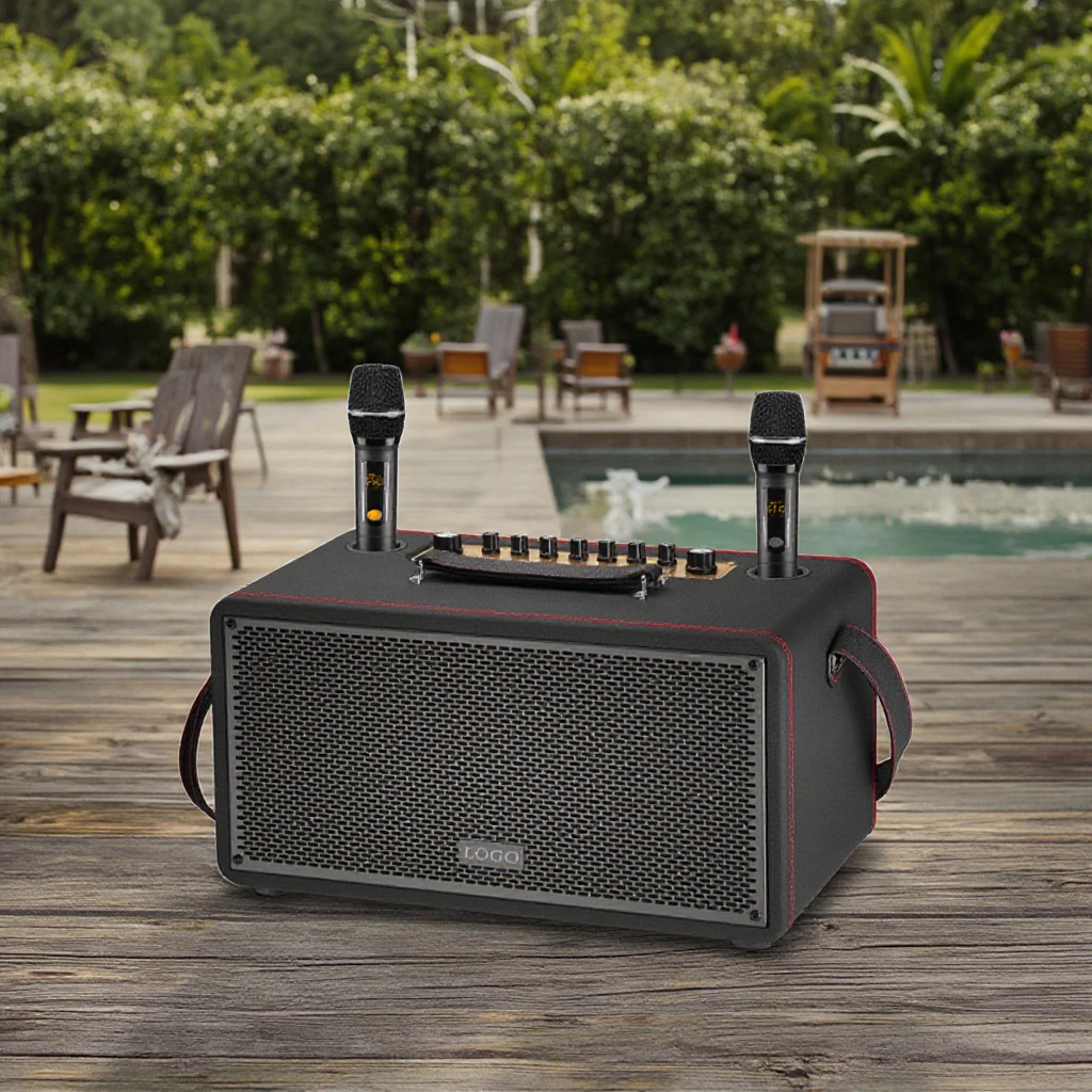 Karaoke Speaker System Professional Audio Video Subwoofer Speaker Daul Karaoke Machine with Wireless Microphone