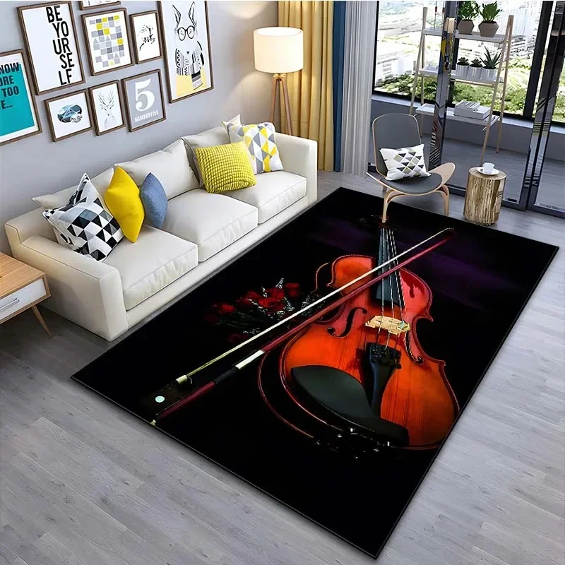 Musical Instrument Violin Pattern Carpets Living Room Bedroom Bedside Bathroom Floor Mat Area Rug Cloakroom Decor Maison Carpet