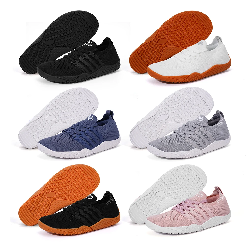 Unisex Wide Barefoot Shoes Breathable Wide Toe Cross Trainer Lightweight Trekking Shoes Mesh Running Sneakers for Outdoor Sports