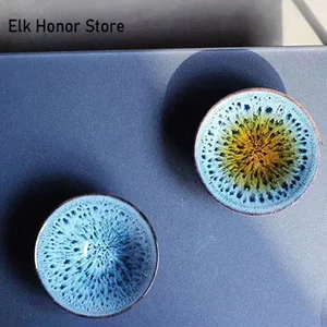 Kreative Yue -Ofen -Tee Tasse, Celadon Relief Tea Tasse, Glas Borosilicato Alto, Wein, Kung Fu Tee Tasse, hohe Fußmeisterbecher, Haushalt 8 Hauptverkäufe hethy Großhandel - №5