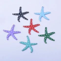 6pcs  Copper Two-sided Enamel Starfish Charms Colorful Fishs Ear Pendant DIY Jewelry Earring Making