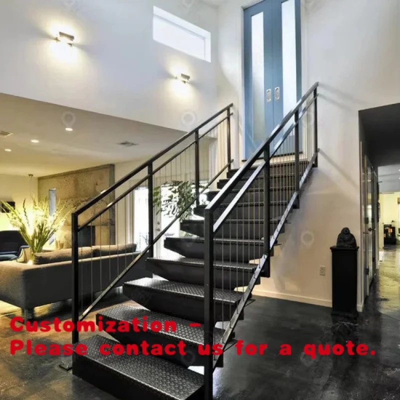 custom.Prima Stylish Straight Staircase with Elegant Wooden Treads and Glass Railings Modern Residential Spaces