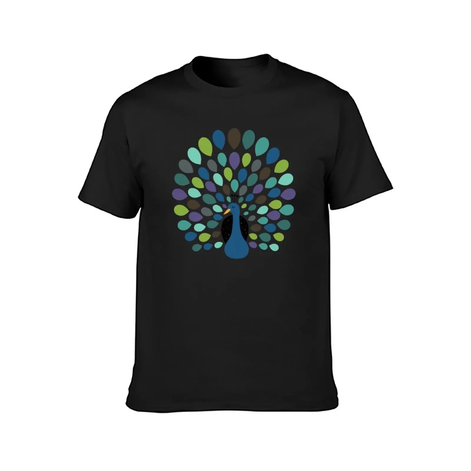 Peacock Time T-Shirt man clothes tees summer clothes oversized t shirt men