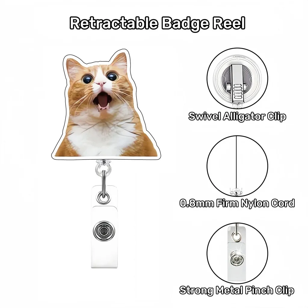 Retractable Id Holder Rotatable Cute Badge Holder Id Badge Clip Sturdy Name Tag Holder For Office Daily Commute Campus