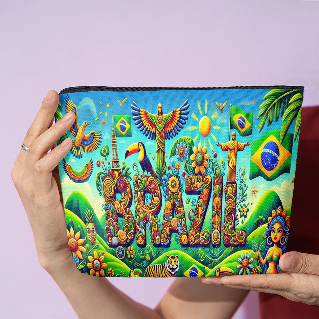 Brazil Tropical Vibe, Stylish Zippered Wallets, Work Snack Bags, Skincare Product Organizers, Double-sided Printed Cosmetic Bags