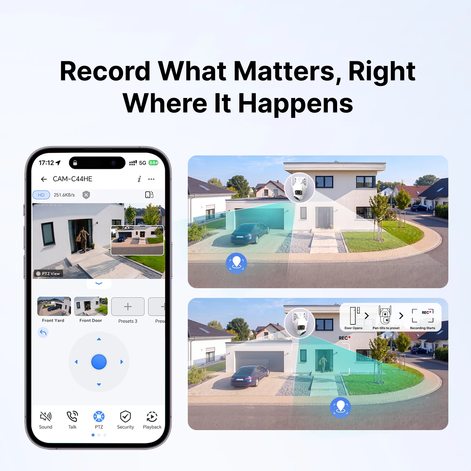 SONOFF CAM Outdoor DUO – inteligentna kamera zewnętrzna do monitoringu, kompatybilna z hubem Zigbee, wyposażona w podwójny obiektyw 4 MP, kolorowy obraz w nocy, Wi-Fi i Ethernet – model CAM-C44HE. — zdjęcie produktu 4