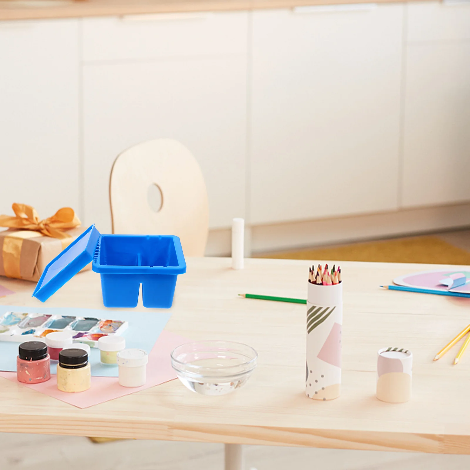 Очиститель кистей для акриловой акварельной живописи, инструмент художника, квадратная ручка, шайба, крышка, пластиковый держатель для кистей, ванна, домашняя студия