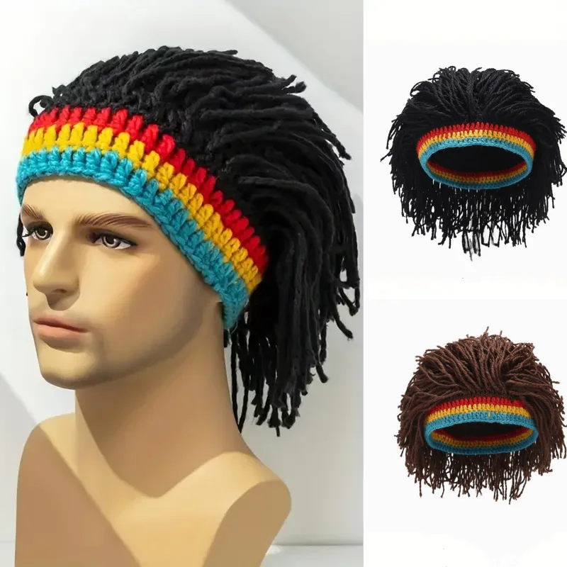 Unisex Synthetic False Braid Dreadlock Wig Beanie Caps Handmade