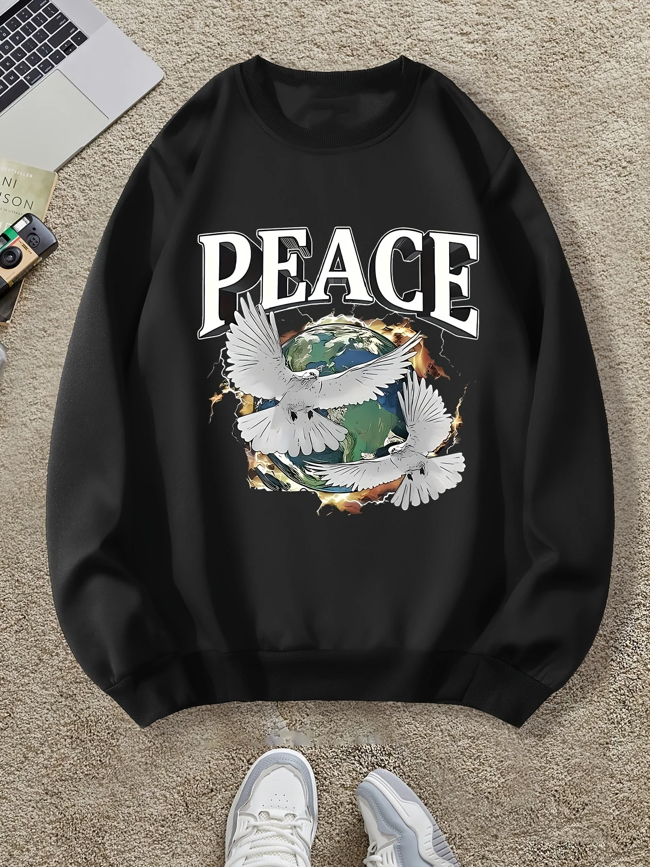 

Осенне-зимняя мужская и женская спортивная одежда с длинными рукавами и принтом голубя мира, повседневная свободная уличная уличная толстовка