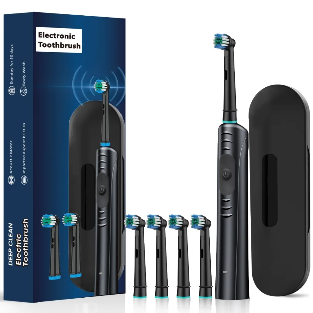 

Electric Toothbrush Rotary Rechargeable Electric Toothbrush for Adults Rotating Electric Toothbrushes with 4 Soft Brush Heads