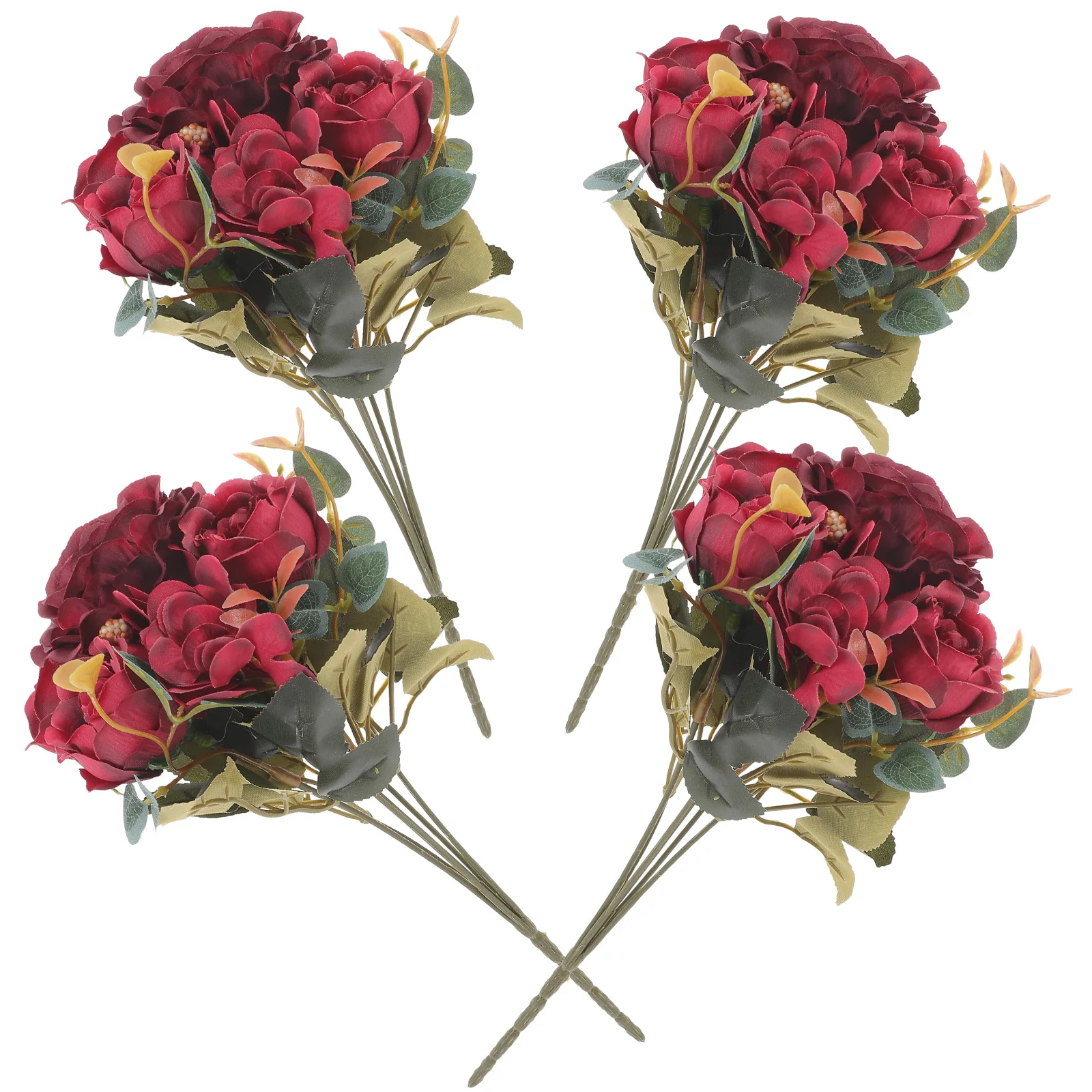 

4pcs Rose Wedding Bouquet Bouquet Fall Color European Home Decor Bridal Flower Plants Wedding Prop Non Fading