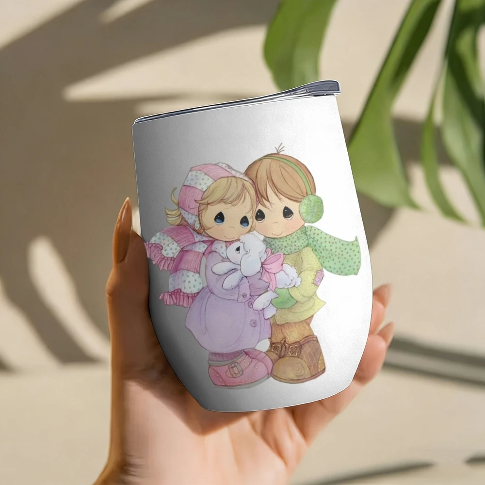 P-Precious M-MomentsES Vacuum Flasks 12oz Insulated Stainless Steel Mug with Lid Double Wall Vacuum Hot Cold Drink Cup
