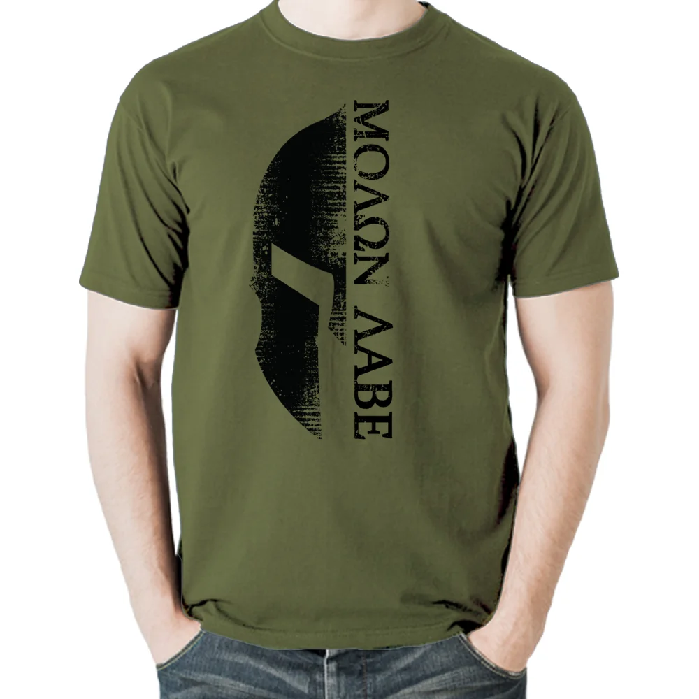 

Moaon Aabe Spartan Helmet Knight Gladiator Army Logo T-Shirt Short Sleeve Casual 100% Cotton Men T Shirt