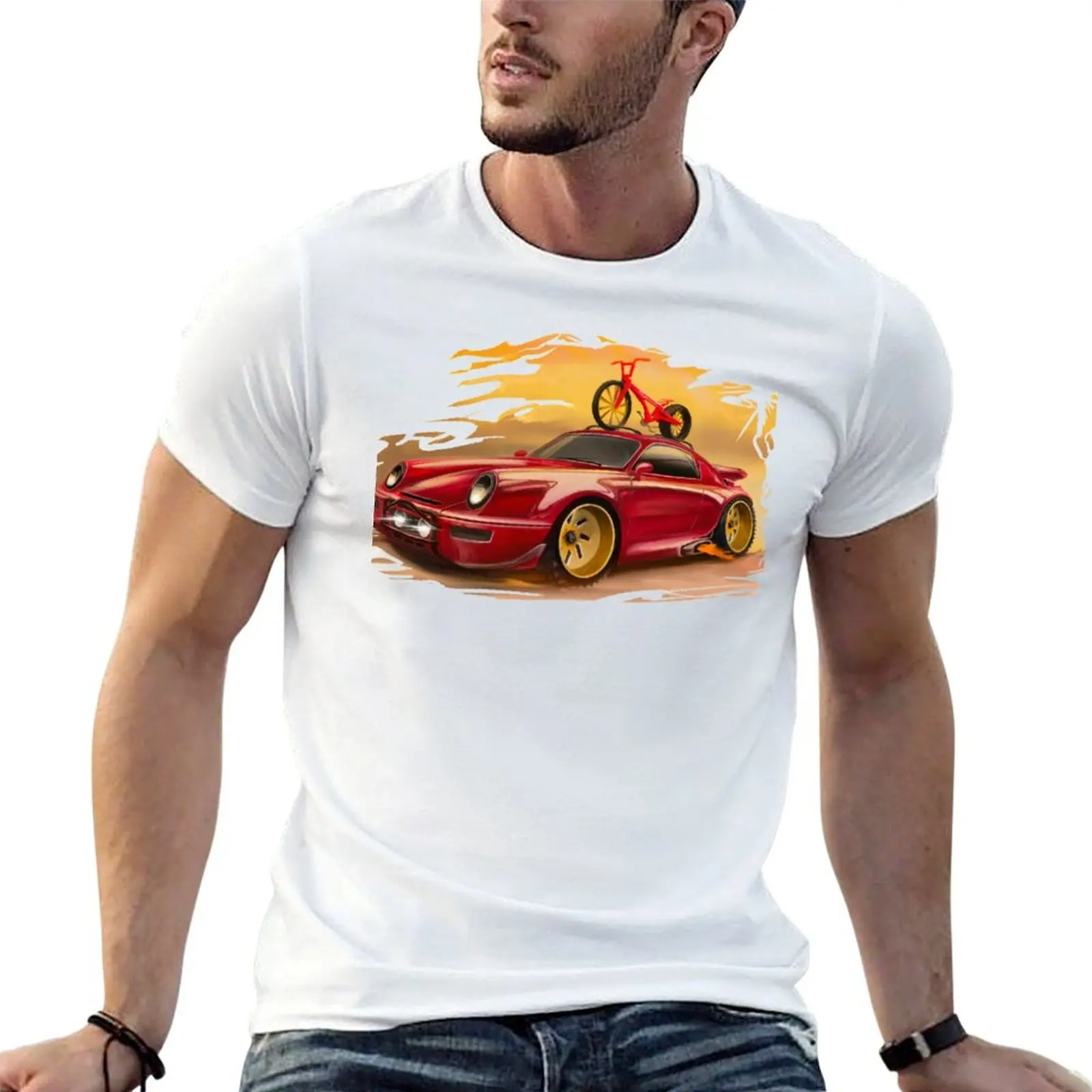 Race car, automotive art, 911, bicycle illustration, rally car, car sketch by Sammy James T-Shirt