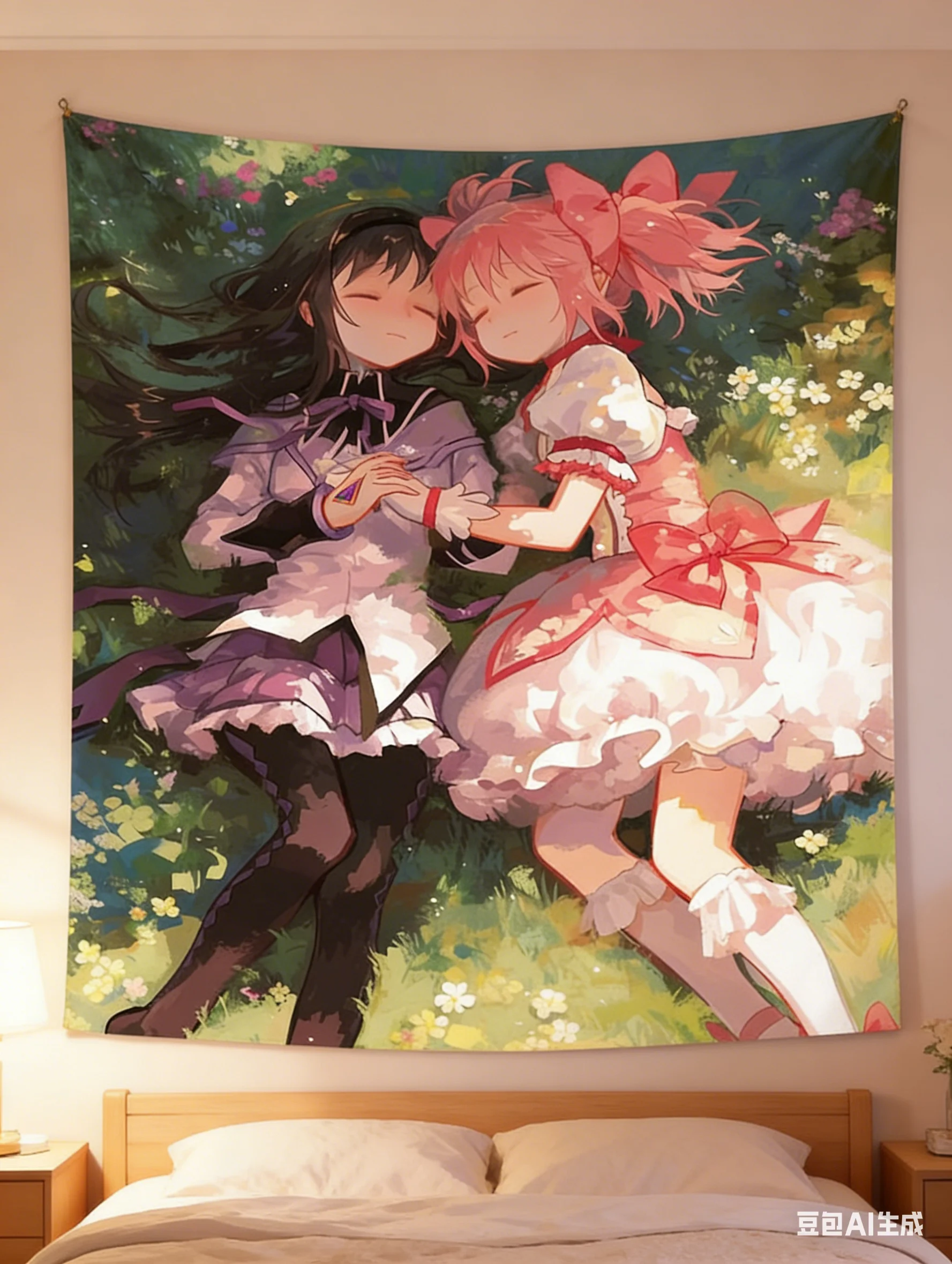 Retro Magical Girl Tapestry Multiple Sizes HD Print Showa Anime Polyester Vintage Room Decor Aesthetic Wall Hanging Gift