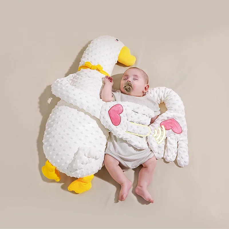 Big White Goose Baby Exhaust Pillow Soothes Baby Soft Stuffed Plush Toys Beats and Soothes Her Palm Baby Sleeps On Her Own