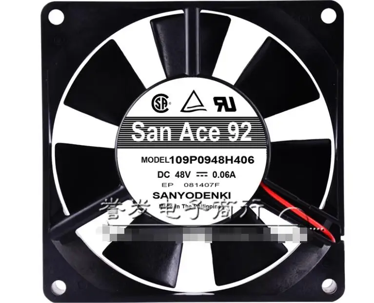 

SANYO DENKI 109P0948H406 DC 48V 0.06A 90x90x25mm 2-Wire Server Cooling Fan