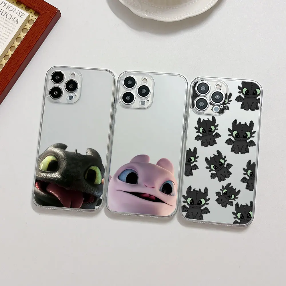 Lovely Couple Toothless Fury Dragon Clear Case For Samsung A73 A72 A71 A53 A52 A51 A50 A33 A32 A31 A30 A13 A12 A54 A55 A05 5G