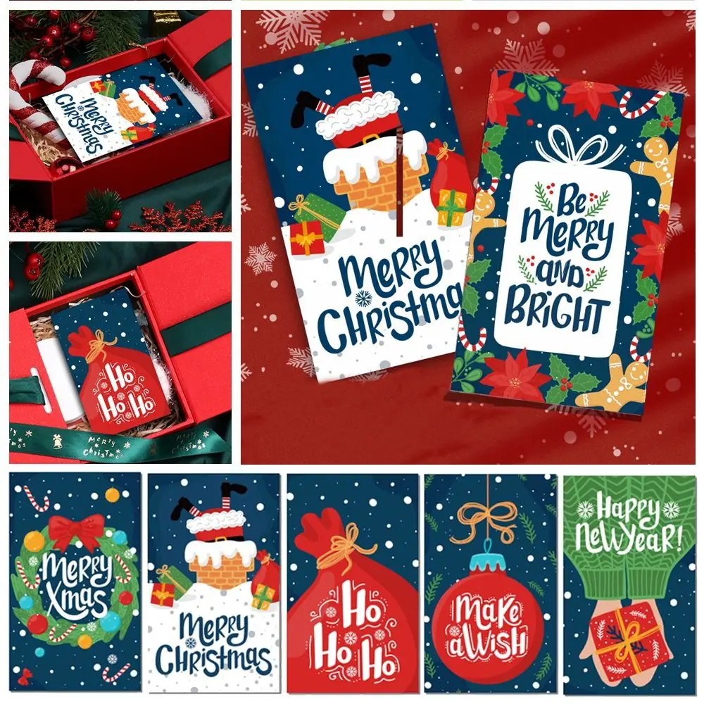 50PCS Package Insert Merry Christmas Cards Gift Xmas Tree 5.4*9cm Greeting Postcard Gift Box Ornament Note Card Christmas