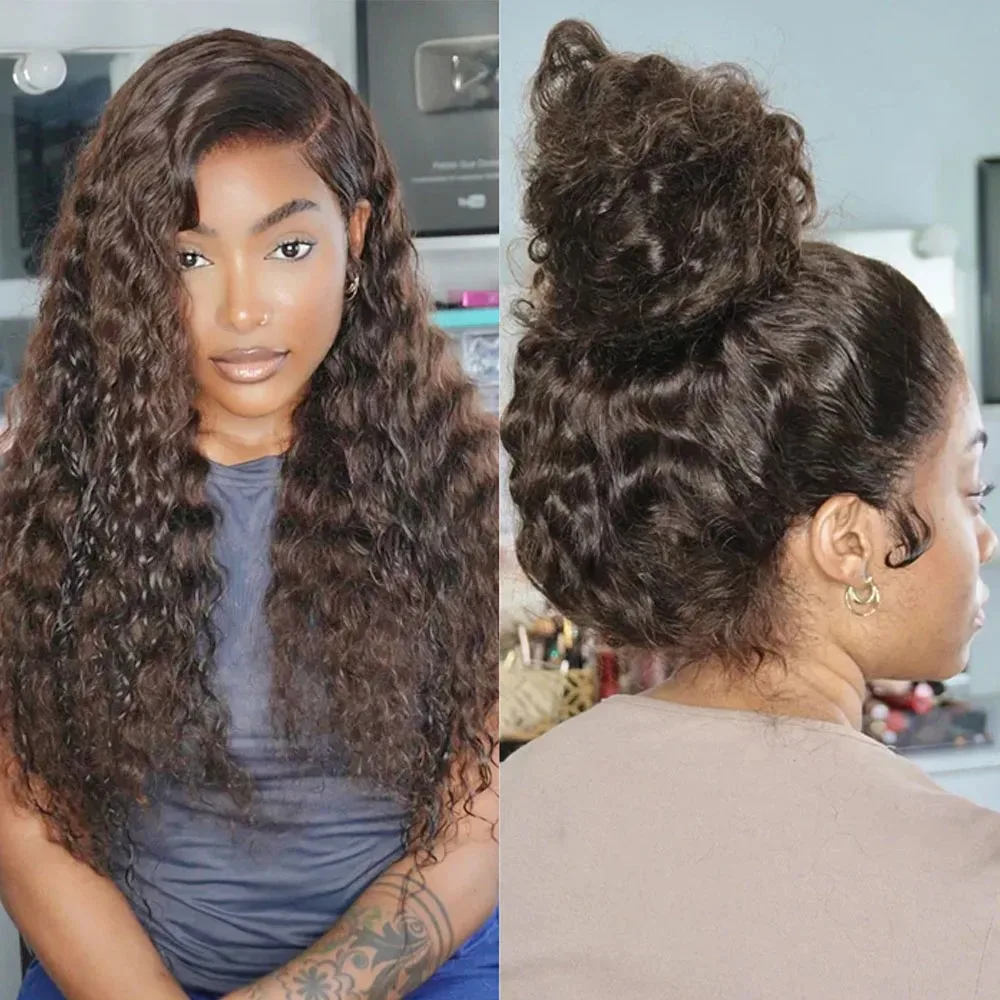 

# Парик с глубокой волной и кружевной передней частью 13x6/13x4, цветные кудрявые парики, HD кружевной фронтальный парик, 200% плотность, шоколадно-коричневые парики из натуральных волос
