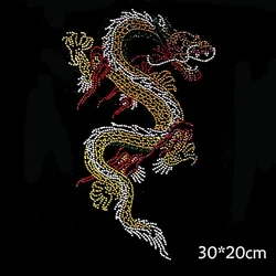 Glitter Stickers Rhinestones Iron-on Transfers Patch for Clothing Embellishment Decorative  Accessories Dragon T-shirt Patches